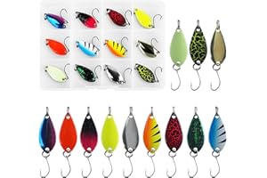 SILANON Trout Fishing Spoon Lure Set Single Hook Trout Lures Hard Metal Baits Mini Fishing Jig Spoon Lures for Perch Char Crappie