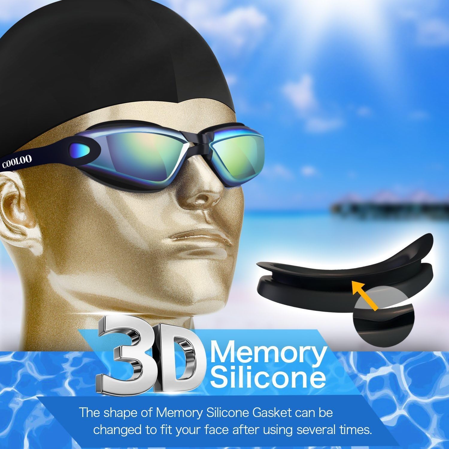 COOLOO Swim Goggles, Pack of 2, Swimming Goggles for Adult Men Women Youth Kids Child, Triathlon Equipment, with Mirrored & Clear Anti-Fog, Waterproof, UV 400 Protection Lenses, Made : Sports & Outdoors