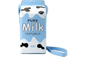 Ondeam Cute Strawberry Milk Box CrossBody Purse Bag,PU Phone Shoulder Wallet for Women Girl