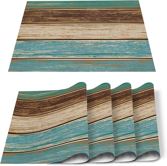 Teal Placemat For Dinning Table,Placemats Set Of 6Cotton