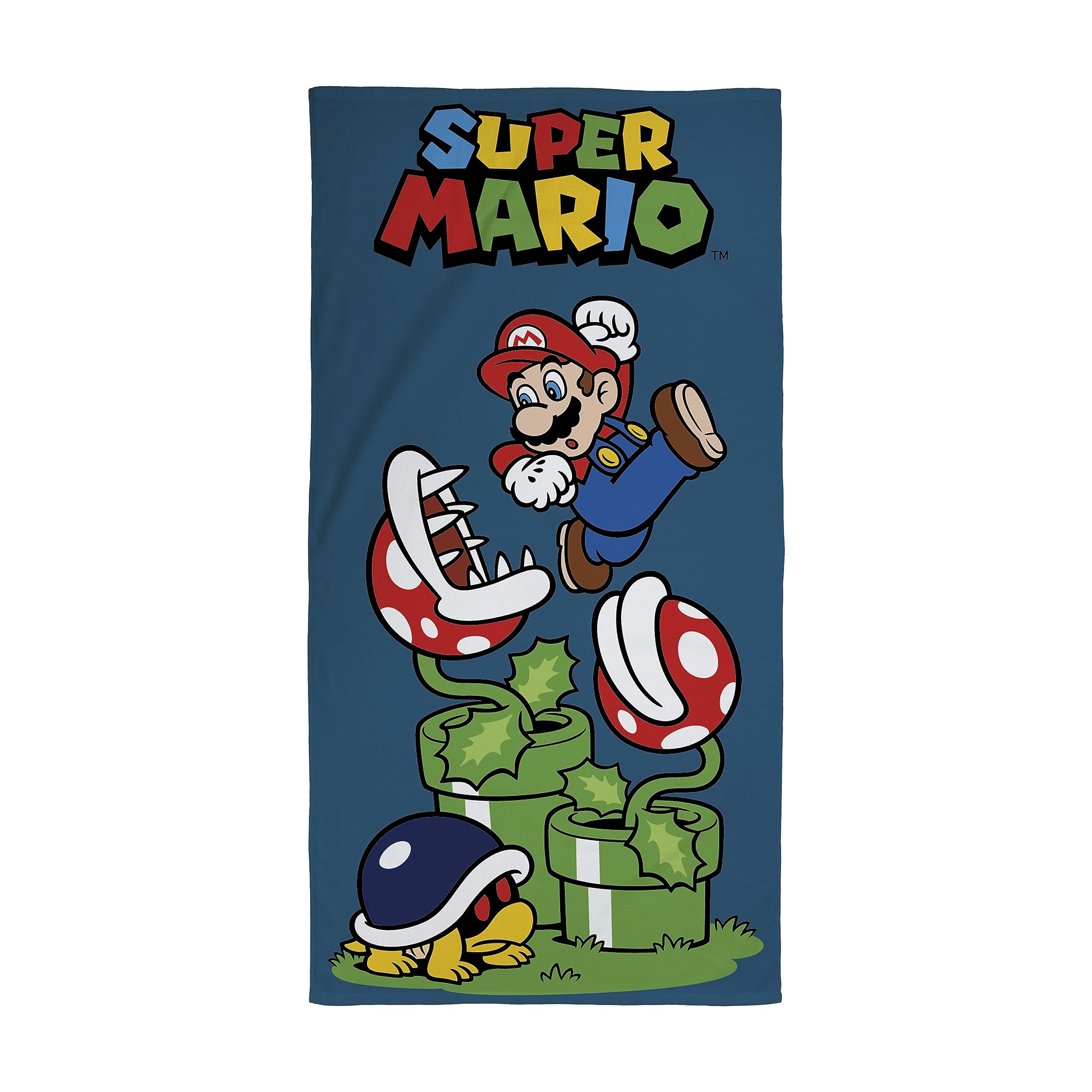 Character World Nintendo Super Mario Officially Licensed Kids Towel | Super Soft Feel, Leaping Design | Perfect The Home, Bath, Beach & Swimming Pool | One Size 70cm x 140cm