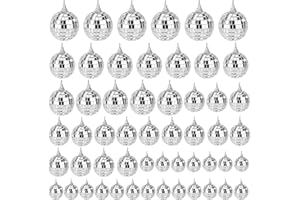 AEIMIAIDE 54PCS Mirror Disco Ball, 4 Sizes Disco Ball Decoration with Attached String for Party Wedding Home Decoration, Stag