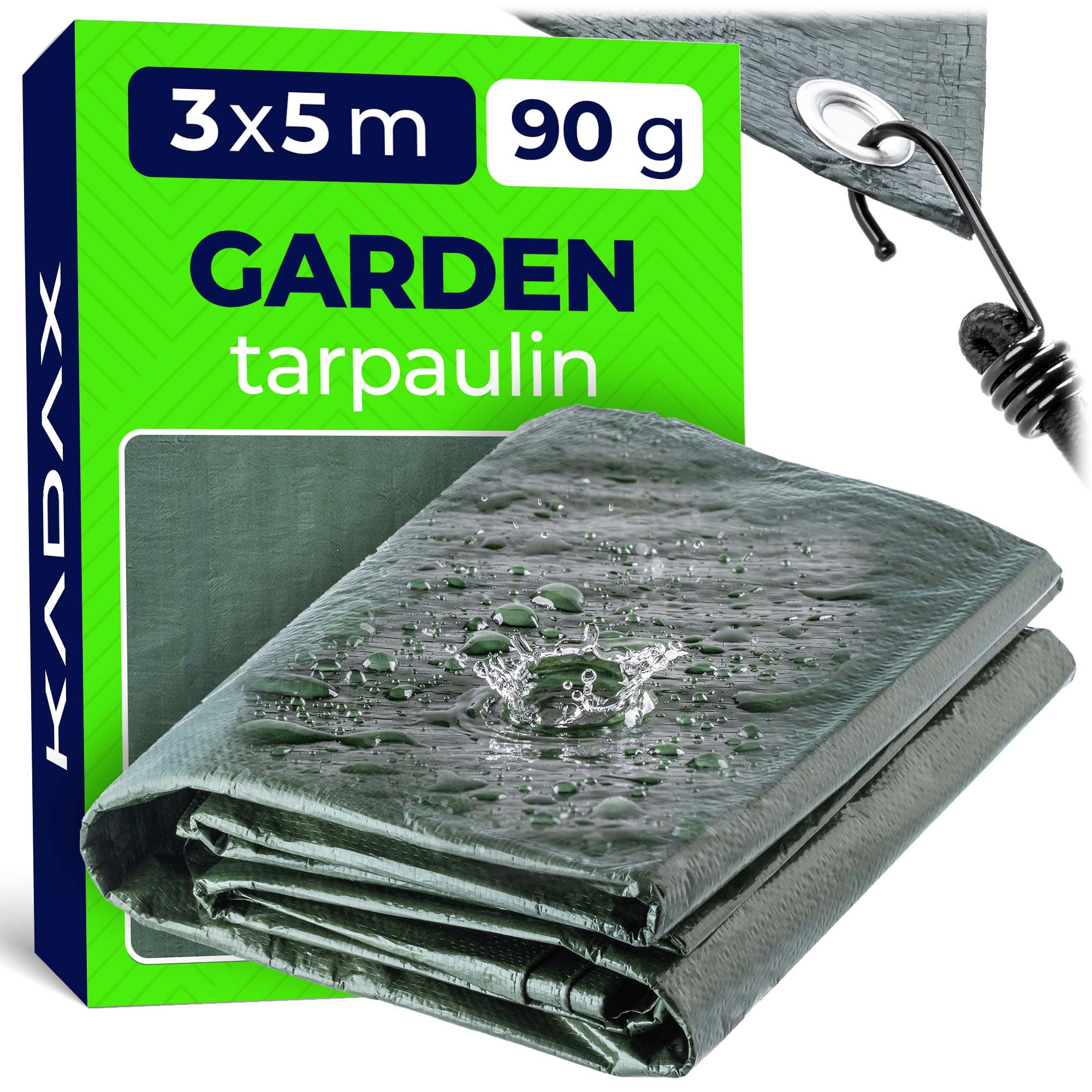 KADAX Tarpaulin 3 x 5 m, Waterproof Tarp with Grommets and Reinforced Edges, Polypropylene Tarp for Protecting Outdoor Equipment and Firewood (Green)