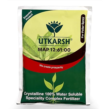 UTKARSH MAP (12:61:00) Mono Ammonium Phosphate Crystalline Speciality Water Soluble Complex Fertilizer Spray Nutrition, 900 gm