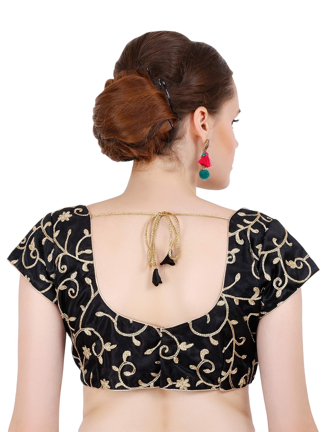 nd&r embroidered net zari blouse single piece