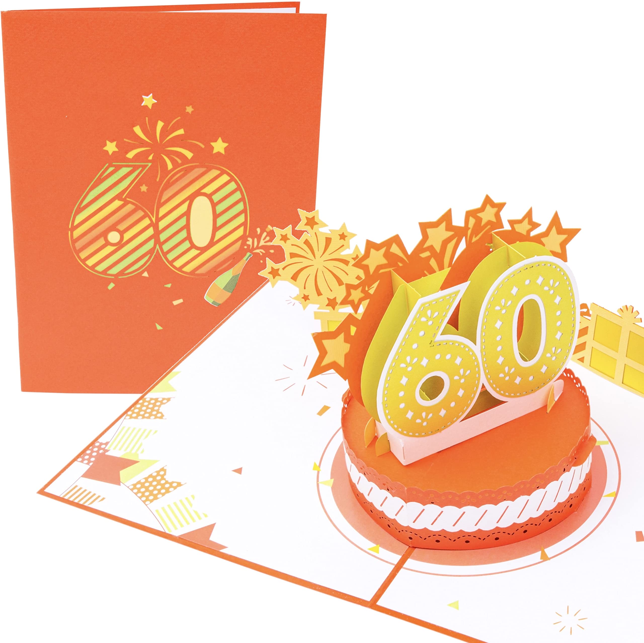 PopLife® 60th Birthday 3D Pop Up Card - Big Happy Birthday Sign, B-day Message, Surprise Birthday Card - for Husband, for Wife, for Boyfriend, for Son, for Girlfriend, for In-laws, for Friend, Teacher
