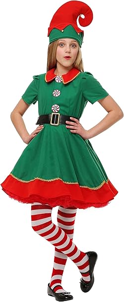 Amazon.com: Child Holiday Elf Costume Dress and Hat Elf Costume for Girls: Clothing