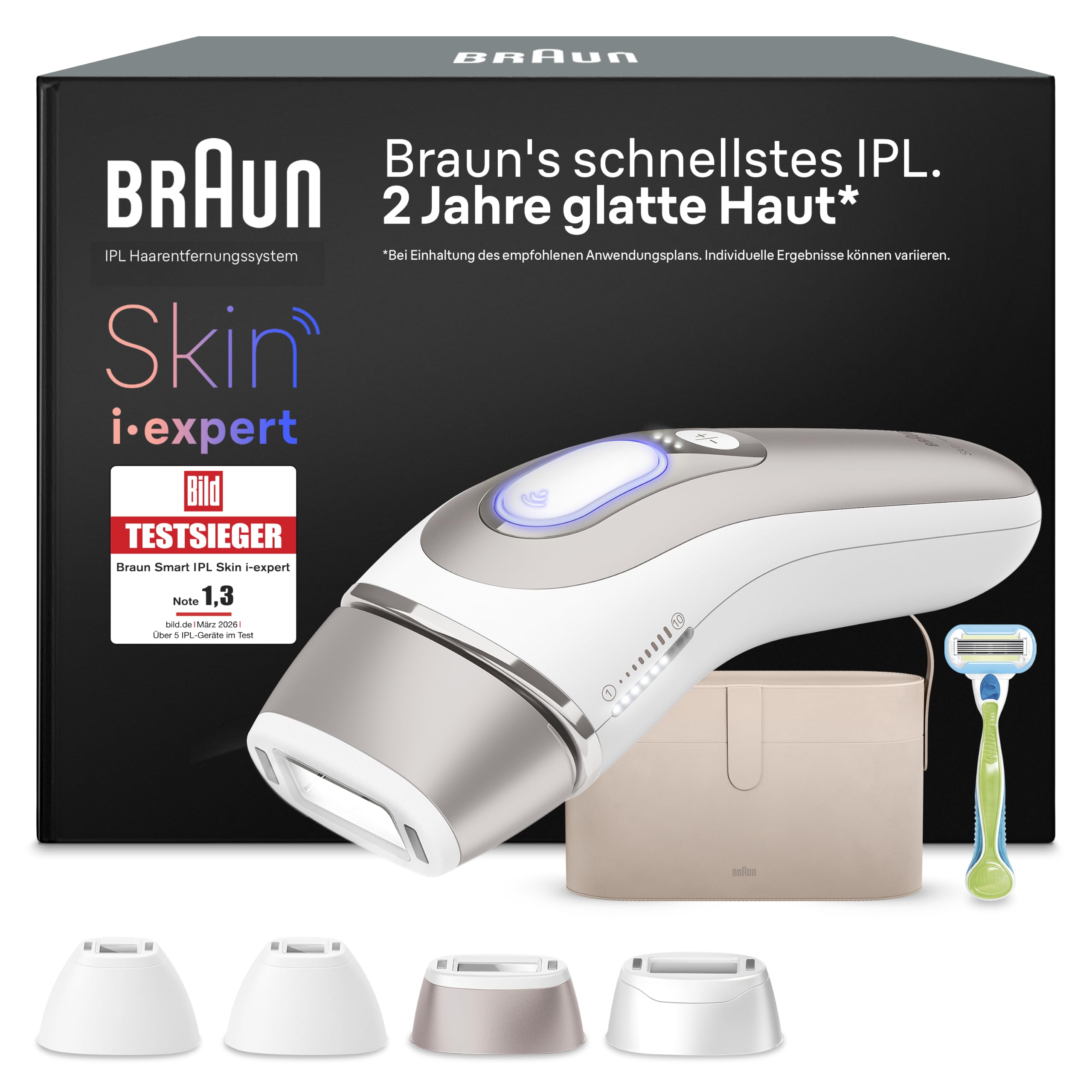 Braun Smart IPL Geräte Haarentfernung Skin i·expert 7, PL7387, Weiß/Rosegold - Alternative Laser Haarentfernung für Zuhause, Dauerhafte Haarentfernung, Inkl. Etui, Venus Rasierer Und 4 Aufsätze