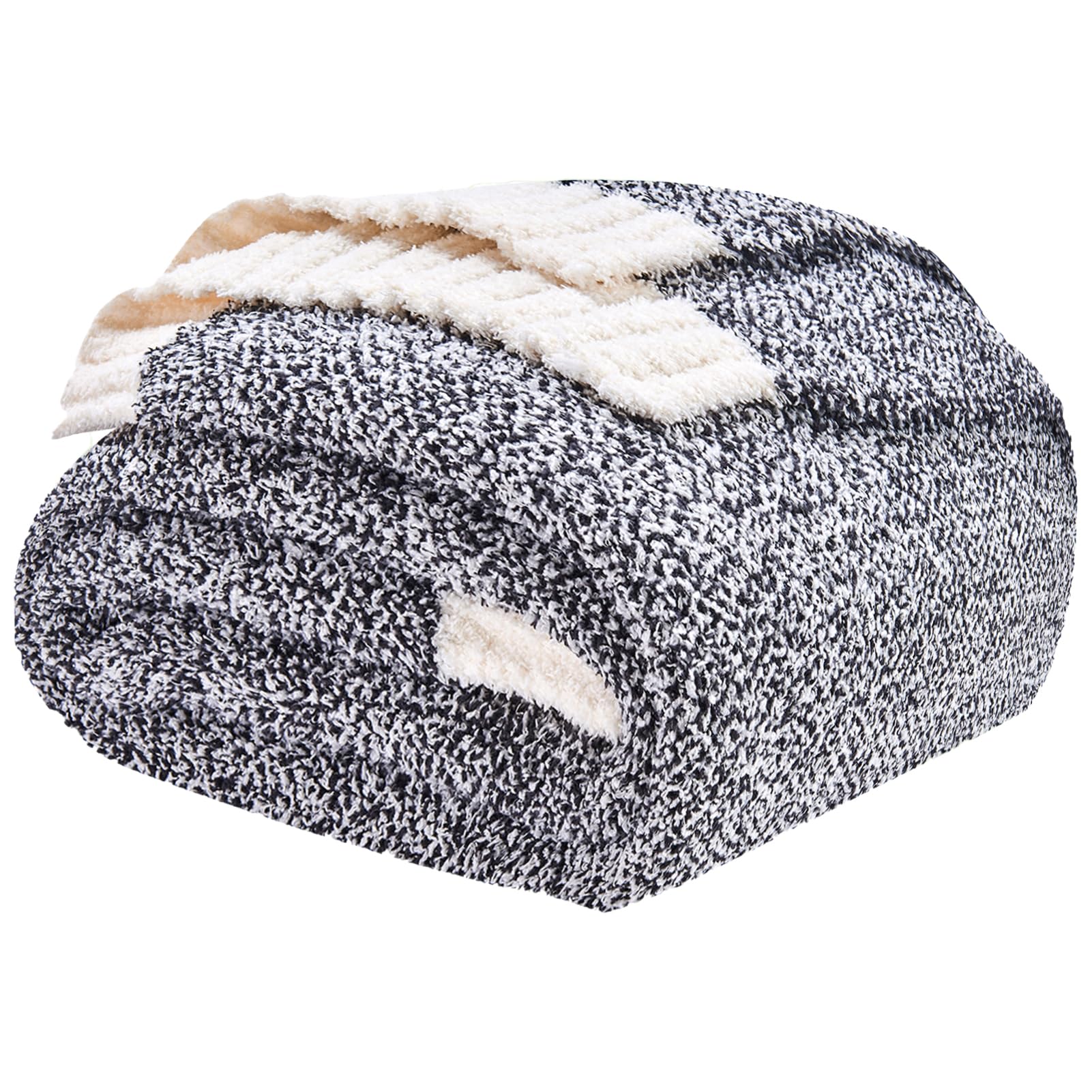 Photo 1 of CozeCube Melange Blanket, Ultra Soft Black and White Throw Blanket, Warm Cozy Knit Fuzzy Plush Reversible Throw for Couch Bed Sofa, 60"x80"