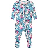RuffleButts Fancy Me Floral Ruffle One Piece Footie Pajamas - 12-18m
