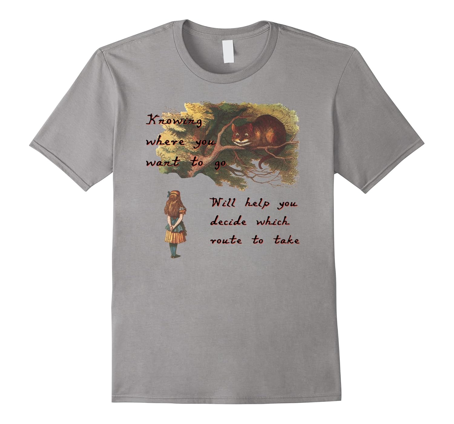 T-shirt Alice Wonder Stories Lewis Caroll Cheshire Cat-Rose