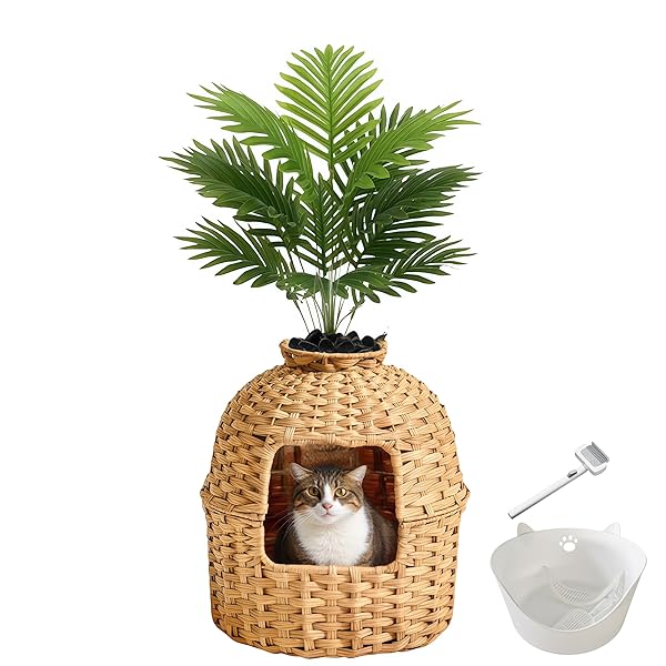 CAT LITTER BOX PLANT FURNITURE ENCLOSURE WITH ARTIFICIAL...