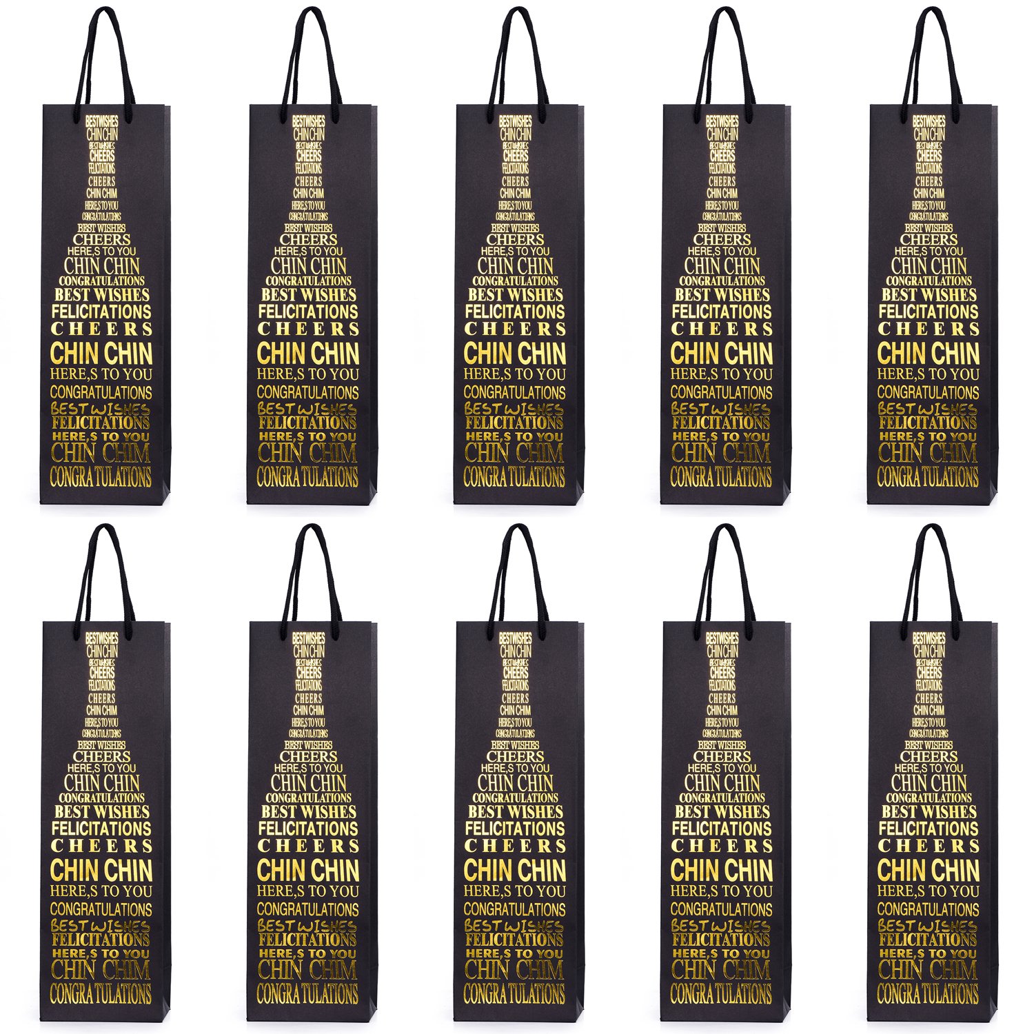 10 gift bags bottle bags for wine prosecco and champagne 15.75 x 4.72 x 3.54 inch - 40 x 12 x 9 cm - Congratulations II