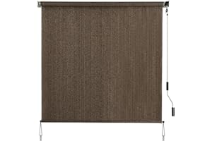SMONTER Outdoor Sunshade Roller Shade 8'W x 8'H (96" Wx96 H), Exterior Cordless Roll Up Shades Blinds, UV Protection Shade Cloth with Crank Operation for Outside Windows Patio Porch Gazebo, Mocha