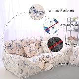 Teynewer 1-Piece Fit Stretch Sofa Cover Butterfly Pattern 2-Seater view 3