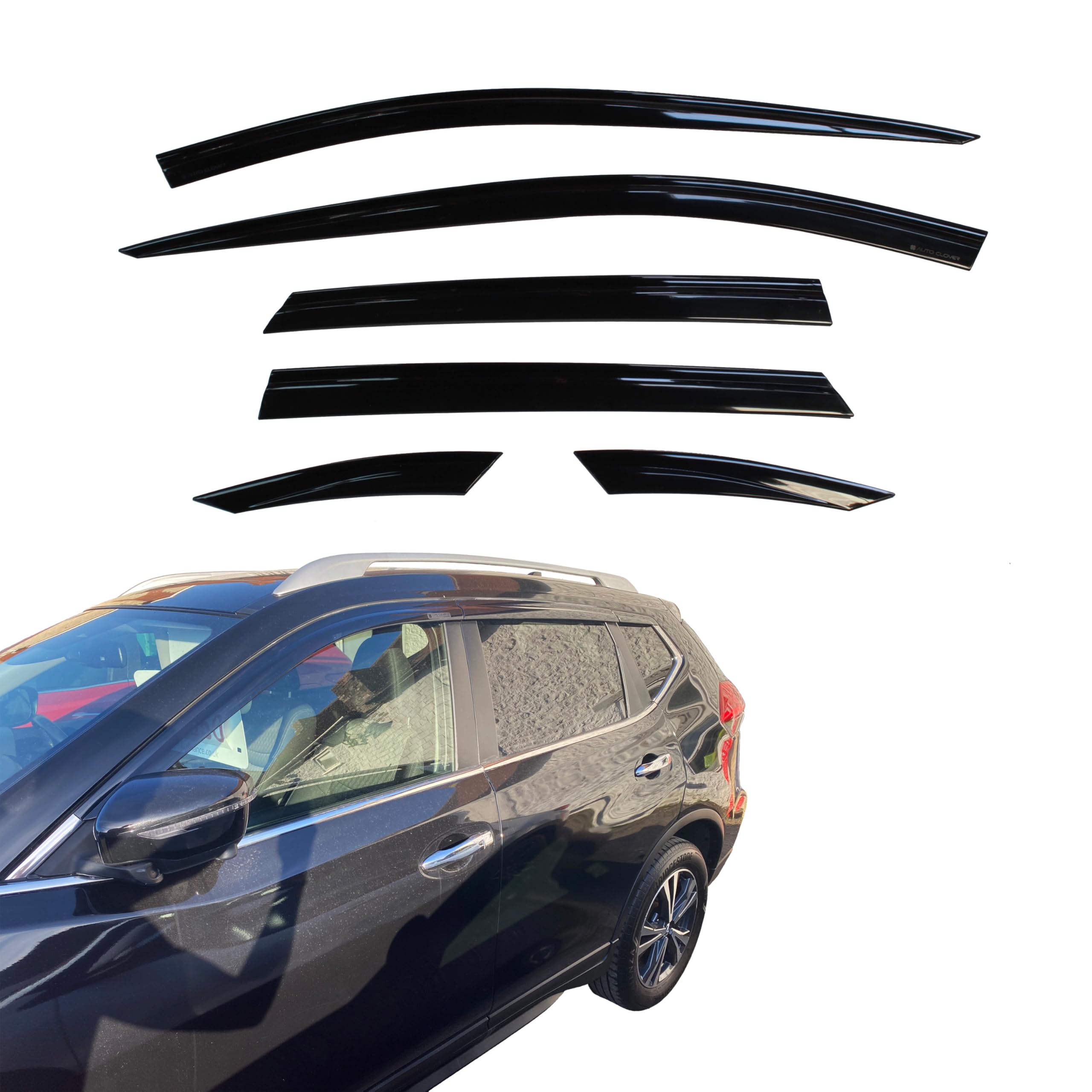 AUTO CLOVER Wind Deflectors Set for Nissan X-Trail 2014-2021 (6 pieces)