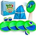 EVERICH Upgraded Toss and Catch Ball Game Set - Indoor and Outdoor Games for Kids 3-12, Beach Sand Pool Water Toy Includes 4 Paddles 4 Sticky Balls, Great Birthday Easter Gifts for Boys Girls