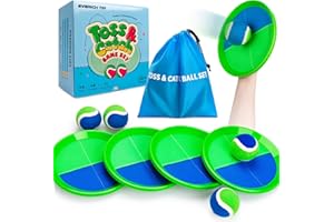EVERICH TOY Upgraded Toss and Catch Ball Game Set, Kids Toy Stocking Stuffers for Boys Girls Ages 3-12, Includes 4 Paddles 4 Sticky Balls, Water-Resistant Indoor Outdoor Toy for Beach Pool Yard