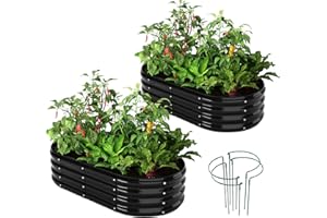 ZFHGARDEN Galvanized Metal Planter Raised Garden Bed Kit for Gardening Outdoor，4x2x1ft 2 Planter Grow Garden Box Raised Flower Bed，Long Vegetable Clearance Herb Raised Garden Beds for Gardening Black