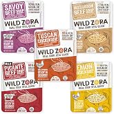 Wild Zora Instant Keto-Friendly Soups 5-Pack Variety, Broth Made with Grass-Fed Beef, Free-Range Chicken, and Vegetables, Gluten-Free, Low Carb, No Added Sugar, Flavorful Pantry Staples - 0.5oz/13g