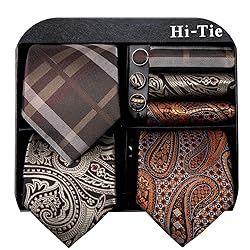 Hi-Tie 3 Pcs Gift Box Mens Tie Set Necktie with