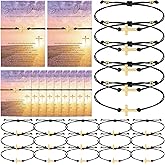 Landical Christian Sisters in Christ Gifts Bulk for Women Adjustable Religious Cross Bracelets Bible Cards Faith Jewelry