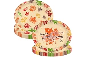 GrabnGoParty 50PCS Thanksgiving Maple Leaf Party Plates Oval Fall Leaves Paper Plates for Birthday Baby Shower Holiday Autumn Harvest Party Supplies Tableware Decorations 25 Guests