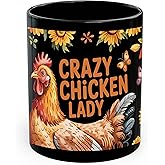 Crazy Chicken Lady Ceramic Coffee Mug 11oz Farm Animal Lover - Tea Coffee Mug with Comfortable Grip - Unique Fun Gift Cup for Office or Home - Vibrant Long-Lasting Print ID45211