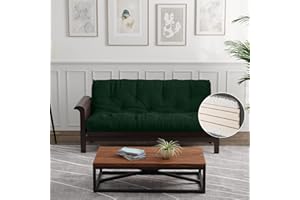 Loosh Home | 10" Queen Size Futon Sofa Bed Memory Foam Mattress - USA Made, Dark Green, No Frame