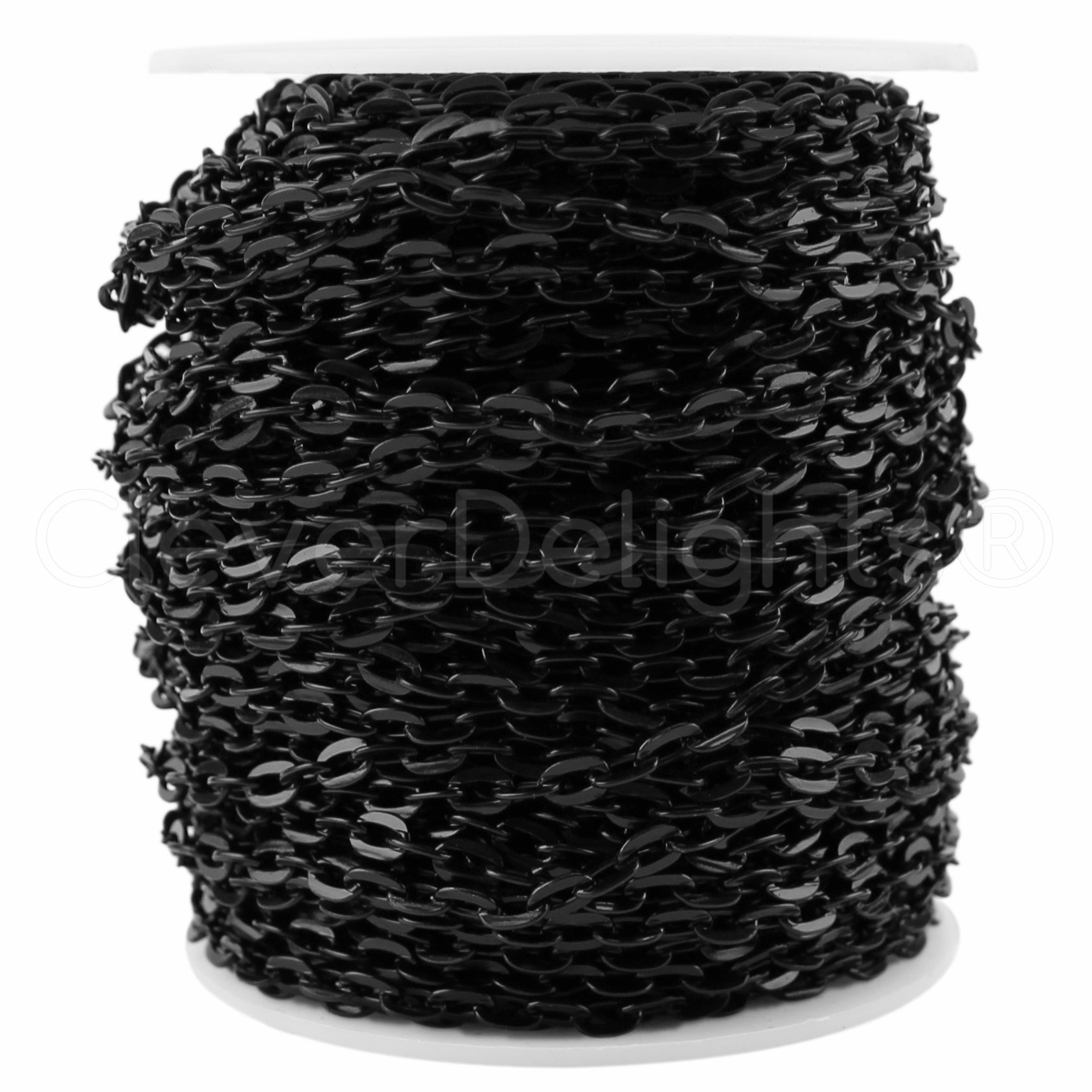 CleverDelights 4x6mm Cable Chain - Dark Black Color - 30 Feet
