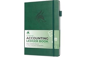 Clever Fox Accounting Ledger Book – Accounting Book for Small Businesses & Personal Use – Columnar Account Book Ledger for Tracking Money, Expenses, Deposits & Balance – Large, 7x10″ (Dark Green)