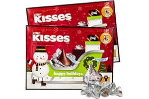 Needzo Chocolate Advent Calendar, 2025 Countdown to Christmas with Individually Wrapped Kisses, 24 Days (Pack of 2)