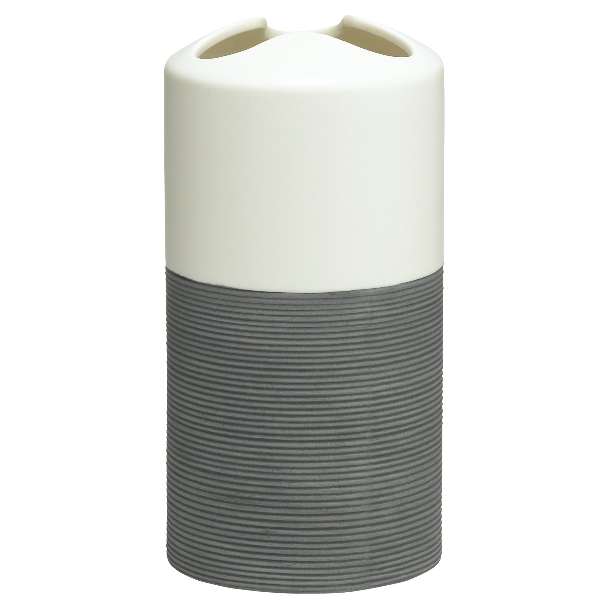 Sealskin Doppio Toothbrush Holder, Porcelain, Grey, 6.9 x 13.4 x 6.9 cm