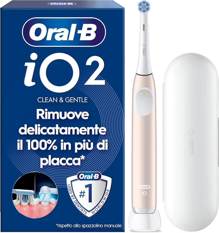 iO 2 Spazzolino Elettrico, 1 Testina di Ricambio, Custodia, Rosa