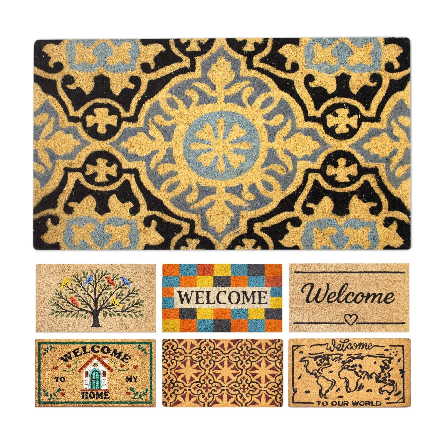 LUA VIKA Coir Doormat - Printed - 40x70 cm - Outdoor Door mat - Front Door mat outside - Doormats outside