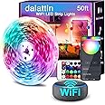 dalattin Led Lights for Bedroom 50ft WiFi Smart LED Strip Lights Works with Alexa and Google Assistant, Tuya App and Remote Control, Music Sync RGB Lights for Bedroom Valentine Decor,Party, 1 Roll