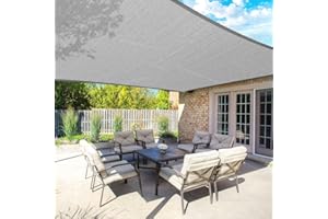 FLY HAWK Rectangle Patio Sun Shade Sail Canopy, 6' x 10' Patio Sunshade Cover Canopy - Durable Fabric Cloth for Outdoor Garden Yard Pond Pergola Sandbox Deck Courtyard - Gray Color (6' x 10' Gray)