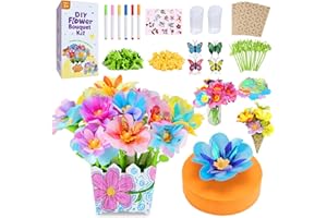 MOFGDNI Fabric Flower Bouquets Toys,DIY Arts and Crafts Toys for Kids Ages 4-8, Flower Making Kit for Kids - Preschool Learning Educational Toys, Christmas Birthday Gift for 4 5 6 7 8 Year Old Girls