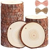 5ARTH Natural Wood Slices - 30 Pcs 3.5-4 inches Craft Unfinished Wood kit Predrilled with Hole Wooden Circles for Arts Wood S
