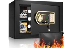 TISKGG 1.0 cu ft Home Safe Fireproof Waterproof, Fireproof Safe with Fireproof Money Bag, Anti-Theft Combination Lock & Emergency Battery Box, Security Safe Box for Pistols Money Jewellery Document Medicines