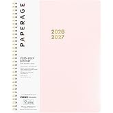 PAPERAGE 2 Year Monthly & Yearly Planner, 24 Months (January 2026 - December 2027), 8.5 in x 11 in, Spiral Bound 2026-2027 Planner with Monthly & Yearly Views, Note Pages & Trackers - Blush