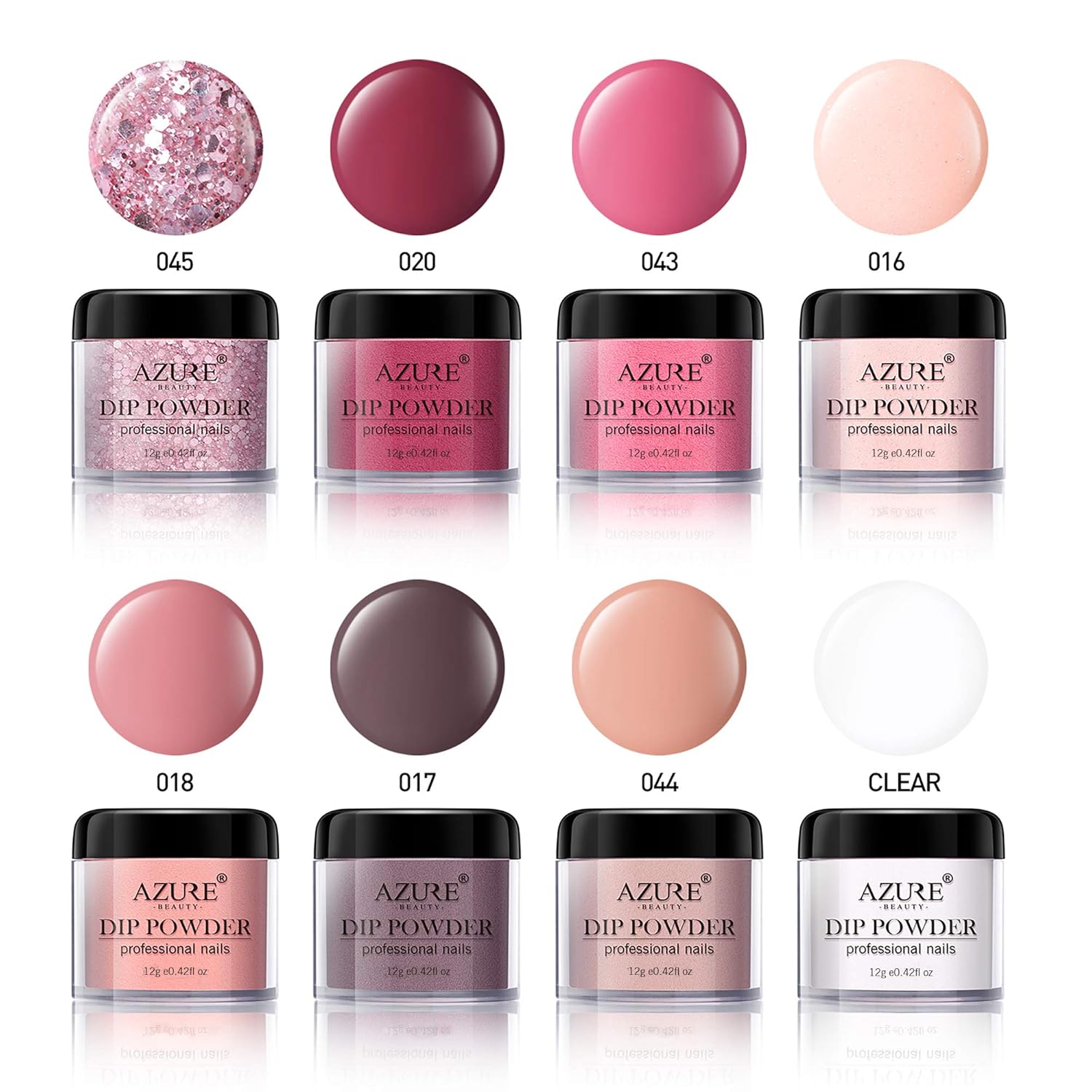 AZUREBEAUTY Nude Pink 8 Colors Dipping Powder Nail Starter Kit Acrylic Dipping Powder System Essential Kit for French Nail Manicure Nail Art Set : Beauty