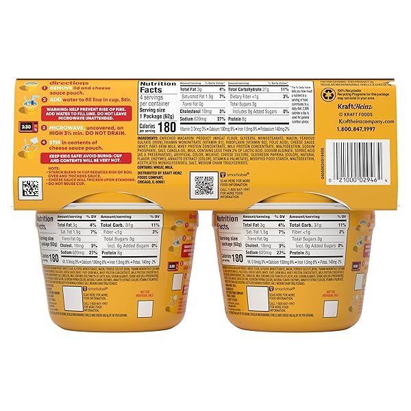 VELVEETA SHELLS & CHEESE MICROWAVEABLE SHELL PASTA WITH 2% MILK CHEESE, 4 CT PACK, 2.19 OZ CUPS