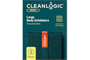 Cleanlogic Sport Exfoliating Body Scrubber, Large Exfoliator Tool for Athletes, Daily Skincare Routine for Smooth Clean Skin, Assorted Colors, 3 Count Value Pack