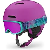 Giro Crue Combo Pack Kids Ski Helmet - Snowboarding Helmet with Matching Goggles for Youth, Boys & Girls Matte Berry S 52-55.5cm
