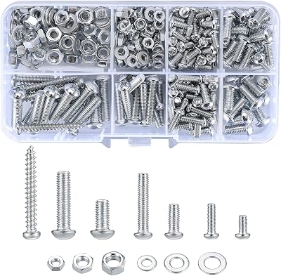 Vwoqiy 380Pcs Pan Head Screws Nuts Washers Set M3 M4 M5 Galvanized