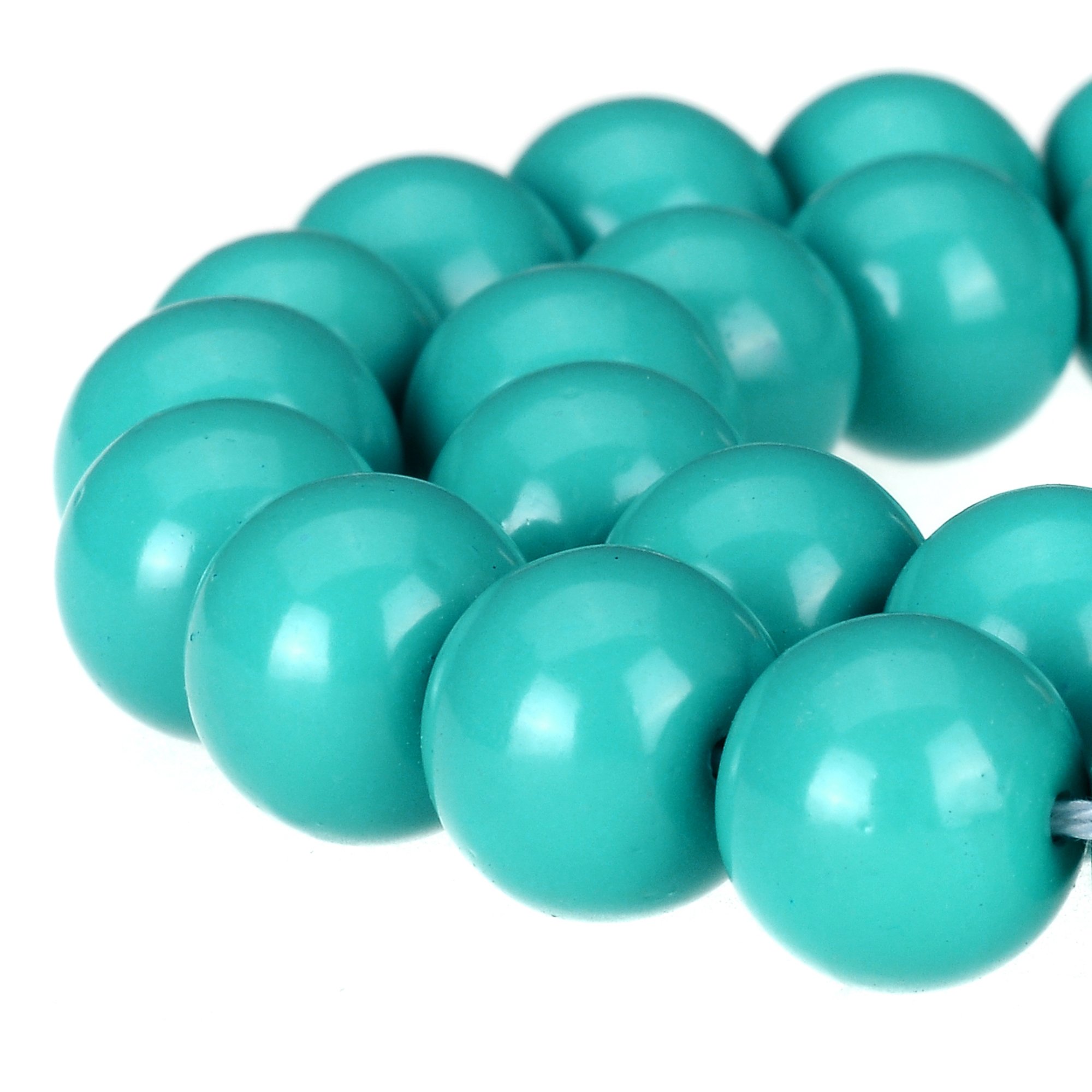 RUBYCA Round Opaque Painted Druk Czech Glass Beads Bulk Jewellery Making Supplies Strand (Blue, 4mm)