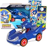 Sonic Race Car Set - Toy Bundle with Pull Back Racecar, Stickers &amp; More