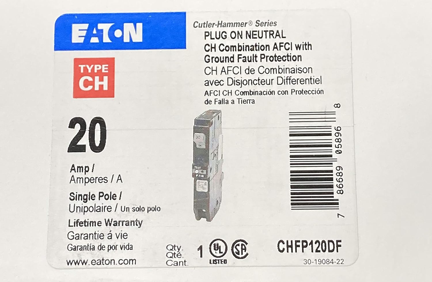 Eaton 20 amps Arc Fault/Ground Fault Single Pole Circuit Breaker: Home & Kitchen