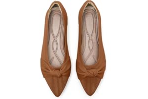 TINGRISE Women's Flats Shoes Comfortable Dressy Pointed Toe Knit Washable Ballet Flat